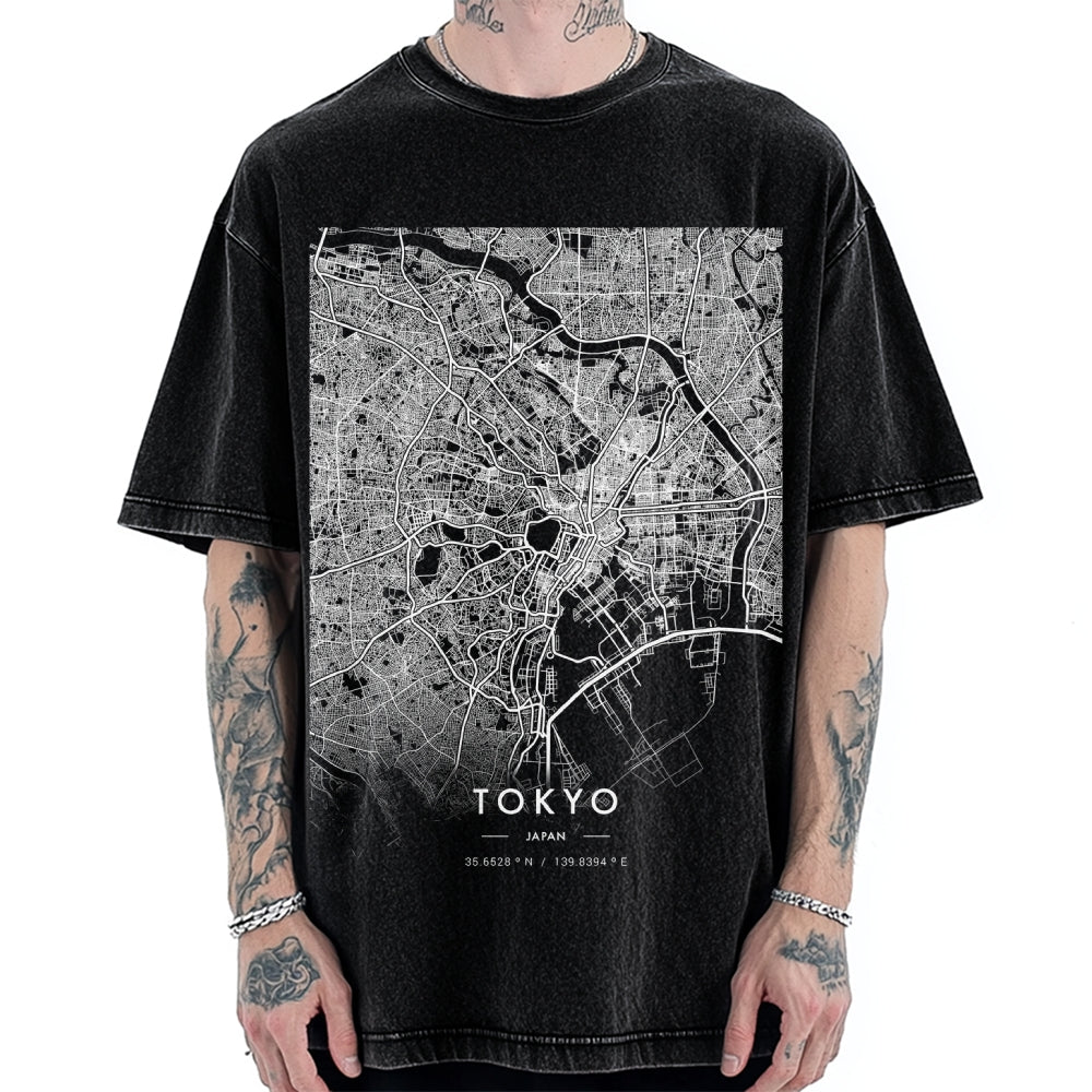 Tokyo map Vintage Washed T-shirt
