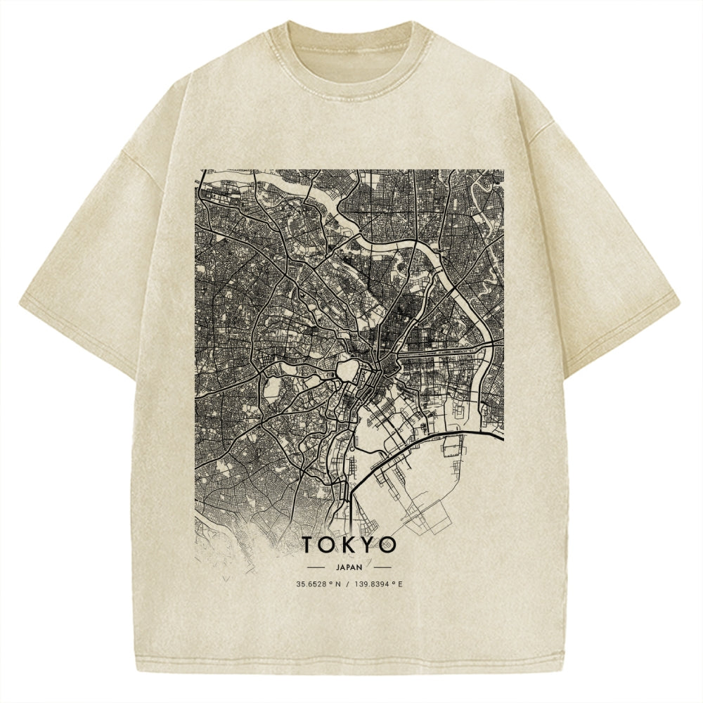 Tokyo map Vintage Washed T-shirt