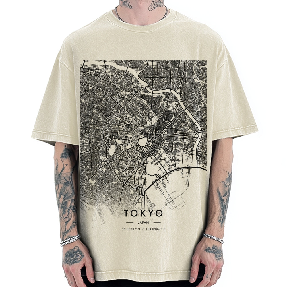 Tokyo map Vintage Washed T-shirt