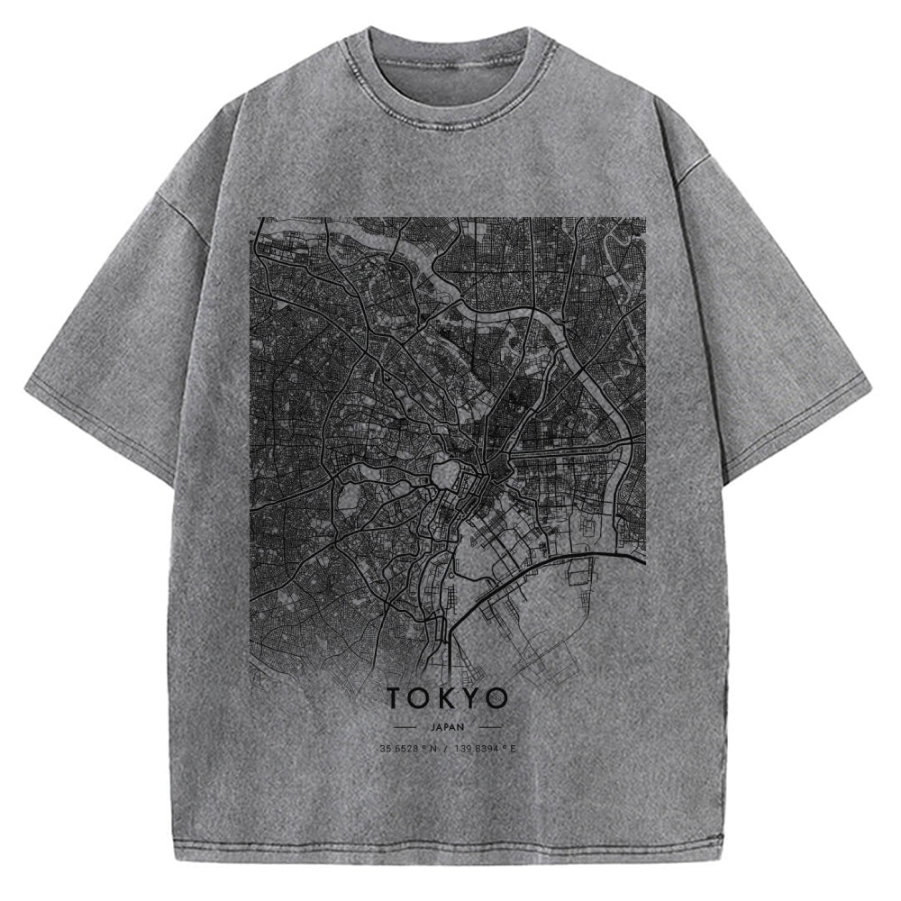Tokyo map Vintage Washed T-shirt