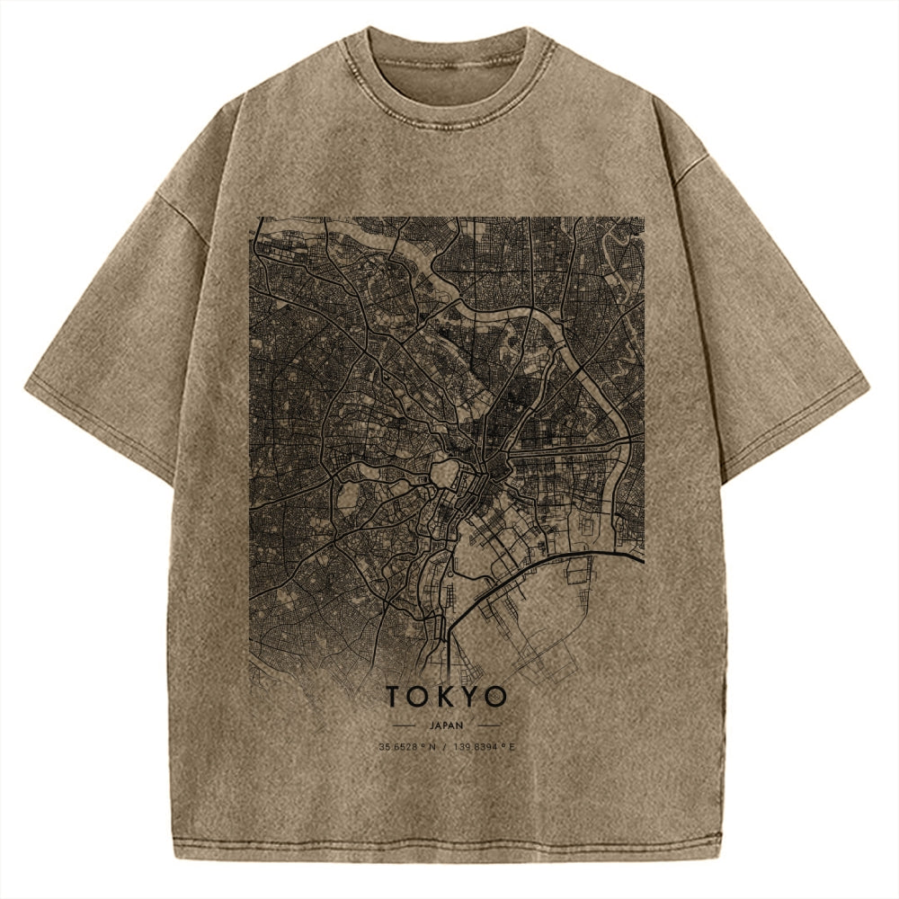 Tokyo map Vintage Washed T-shirt