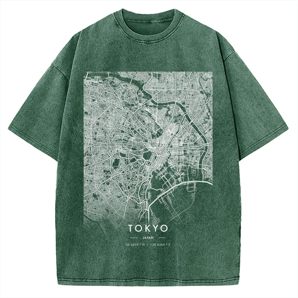 Tokyo map Vintage Washed T-shirt