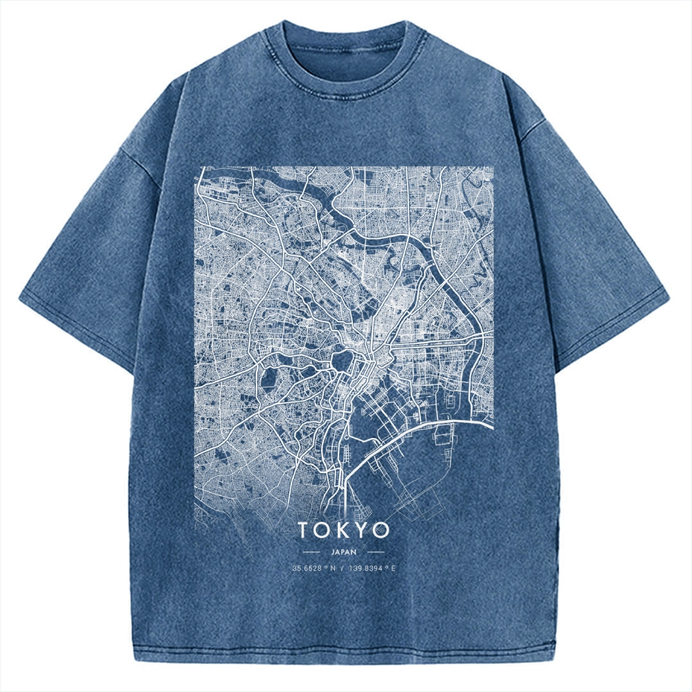 Tokyo map Vintage Washed T-shirt