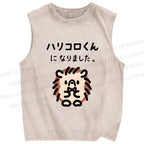 Unisex Cartoon Bear Printed Washed Tank Top