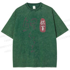 Unisex Koi Fruit Printed Washed Tee