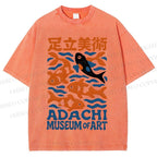 Unisex Vintage Japanese Fish Printed Washed Tee