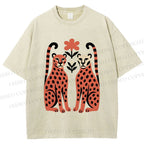 Unisex Vintage Panther Printed Washed Tee