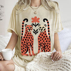 Unisex Vintage Panther Printed Washed Tee