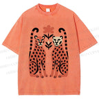 Unisex Vintage Panther Printed Washed Tee