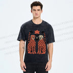 Unisex Vintage Panther Printed Washed Tee
