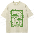 Unisex Vintage Mushrooms Printed Washed Tee
