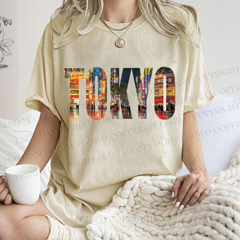 Unisex Tokyo Printed Washed Tee