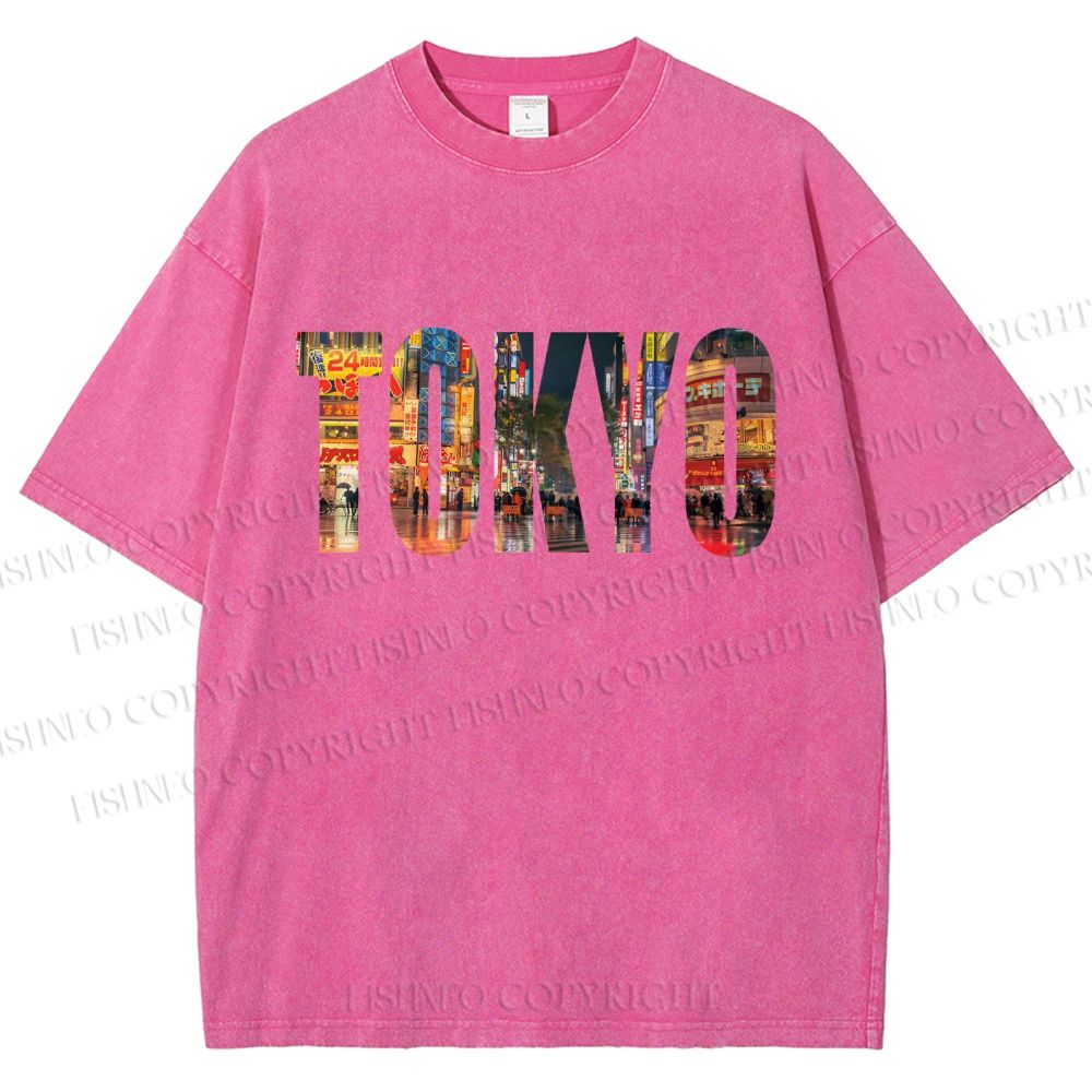 Unisex Tokyo Printed Washed Tee