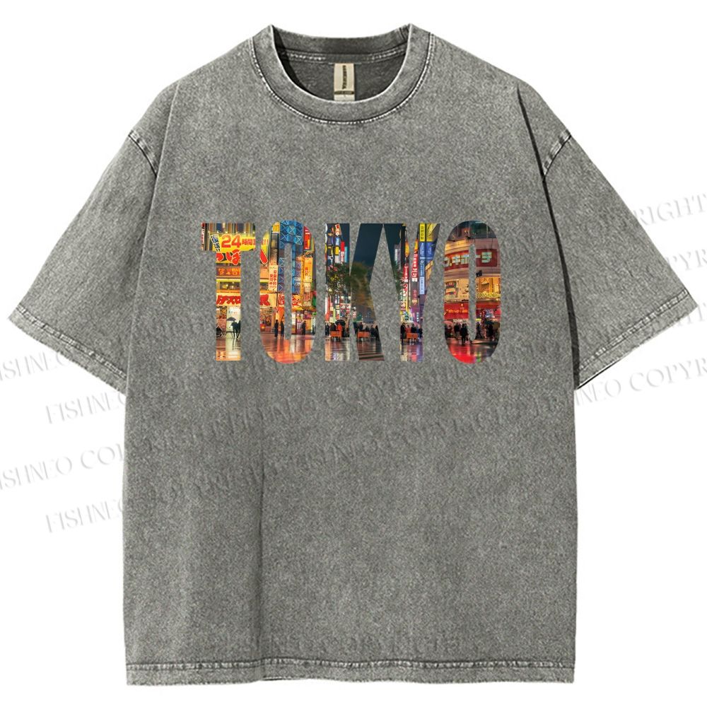 Unisex Tokyo Printed Washed Tee