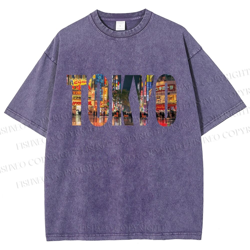 Unisex Tokyo Printed Washed Tee