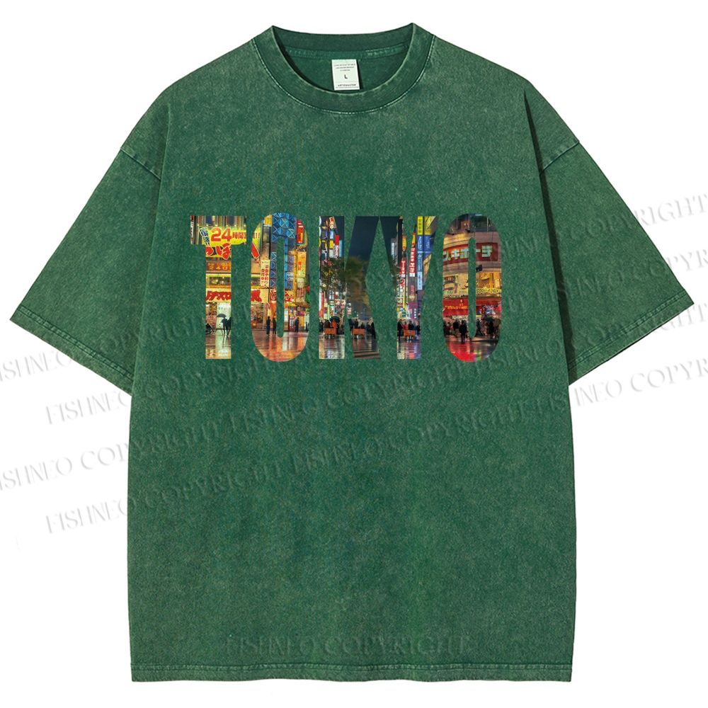 Unisex Tokyo Printed Washed Tee