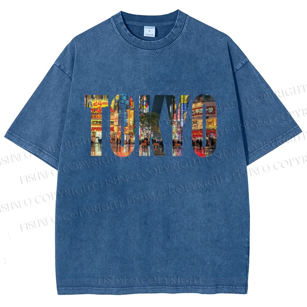 Unisex Tokyo Printed Washed Tee