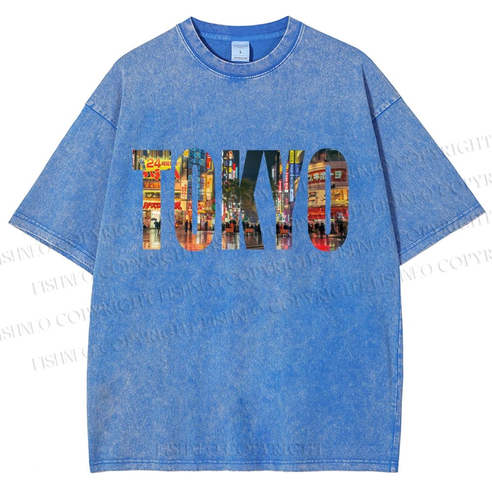 Unisex Tokyo Printed Washed Tee