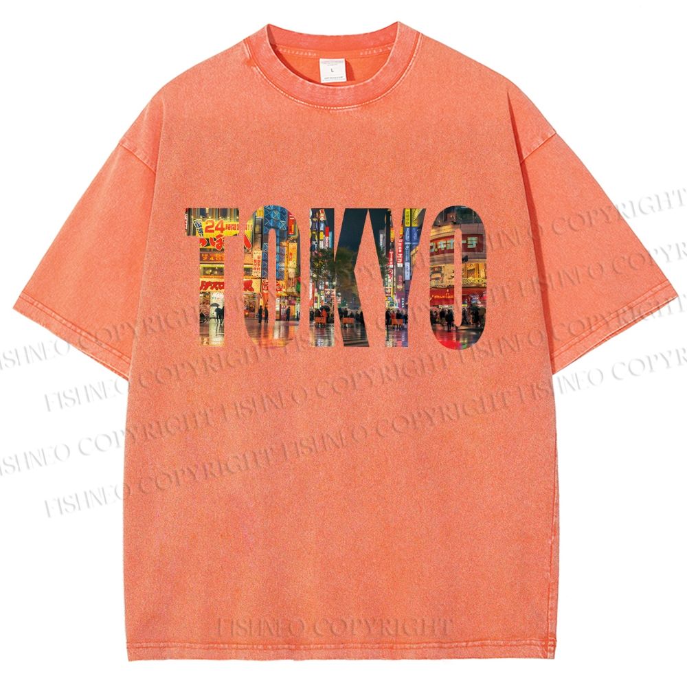 Unisex Tokyo Printed Washed Tee