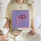Unisex Japanese Yayoi Kusama Eye Printed Washed Tee