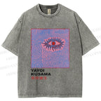 Unisex Japanese Yayoi Kusama Eye Printed Washed Tee