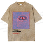 Unisex Japanese Yayoi Kusama Eye Printed Washed Tee