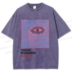 Unisex Japanese Yayoi Kusama Eye Printed Washed Tee