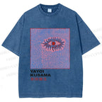 Unisex Japanese Yayoi Kusama Eye Printed Washed Tee