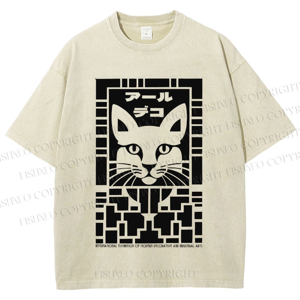 Unisex Vintage Japanese Panther Printed Washed Tee