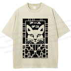 Unisex Vintage Japanese Panther Printed Washed Tee