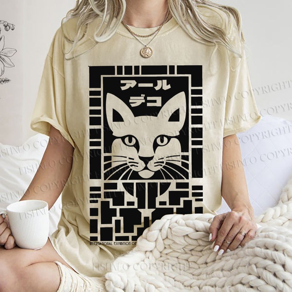 Unisex Vintage Japanese Panther Printed Washed Tee