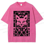 Unisex Vintage Japanese Panther Printed Washed Tee