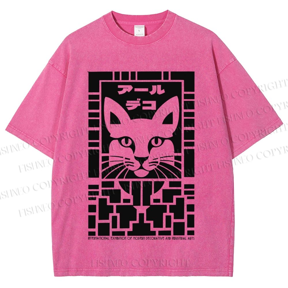 Unisex Vintage Japanese Panther Printed Washed Tee