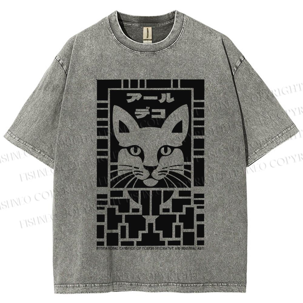 Unisex Vintage Japanese Panther Printed Washed Tee