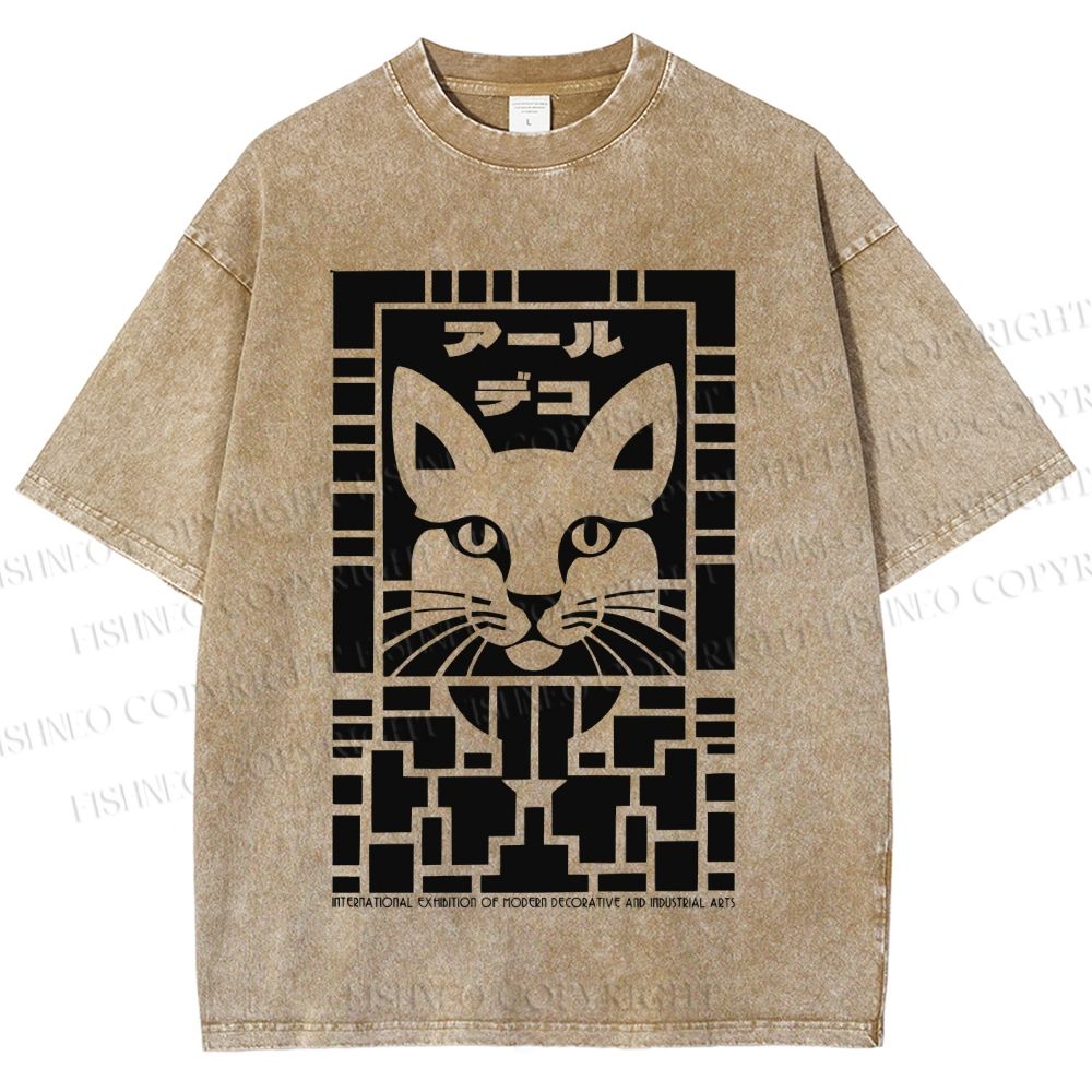 Unisex Vintage Japanese Panther Printed Washed Tee