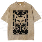 Unisex Vintage Japanese Panther Printed Washed Tee