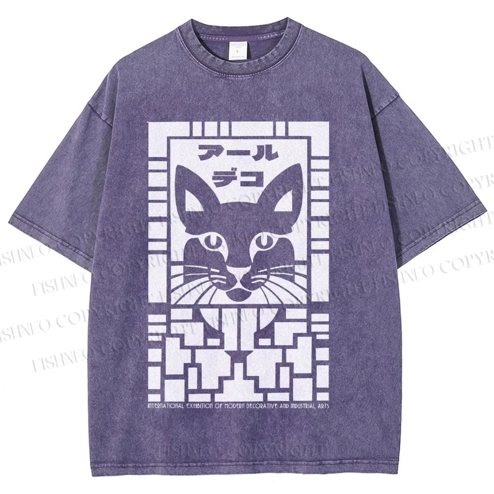 Unisex Vintage Japanese Panther Printed Washed Tee