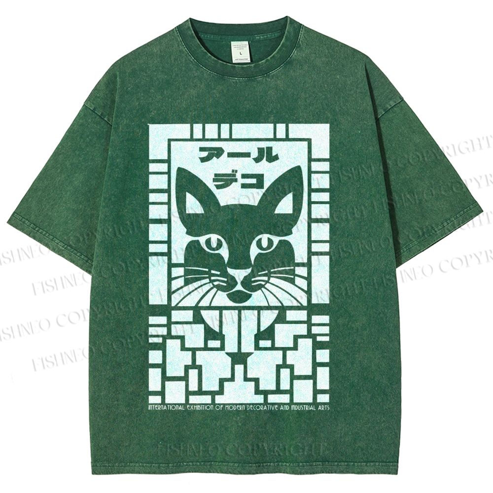 Unisex Vintage Japanese Panther Printed Washed Tee