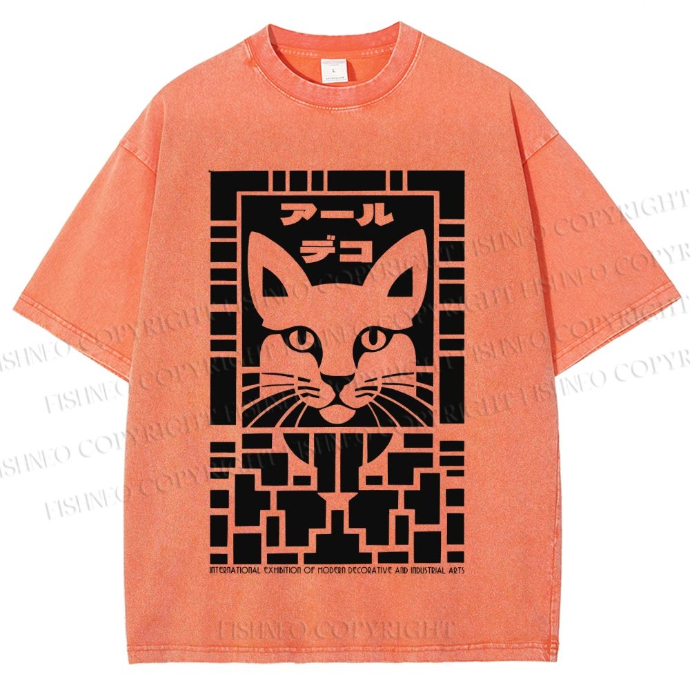 Unisex Vintage Japanese Panther Printed Washed Tee