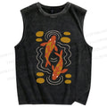 Unisex Japanese Koi Fish Printed Washed Tank Top