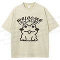 Unisex Welcome Frog Printed Washed Tee