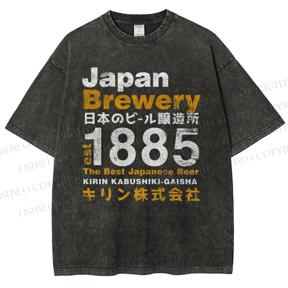 Unisex Japan Brewery Printed Washed Tee