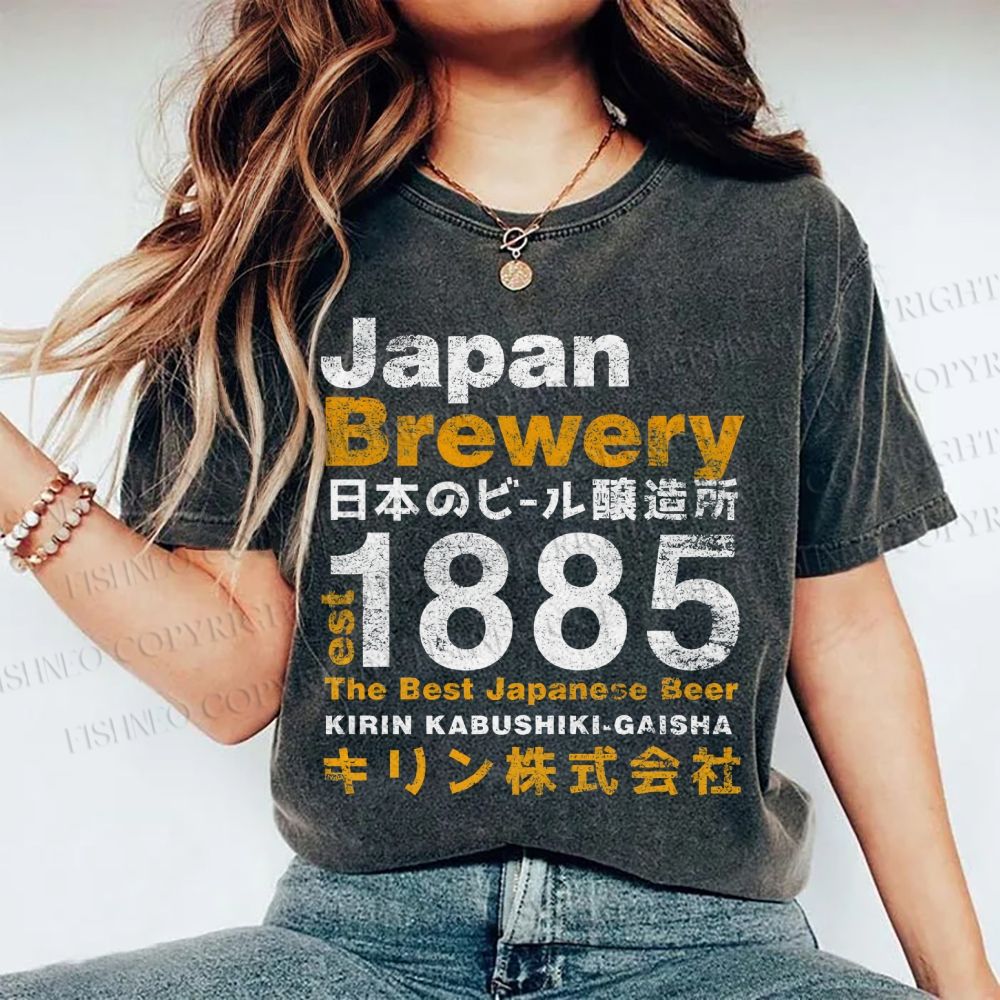 Unisex Japan Brewery Printed Washed Tee
