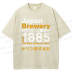 Unisex Japan Brewery Printed Washed Tee