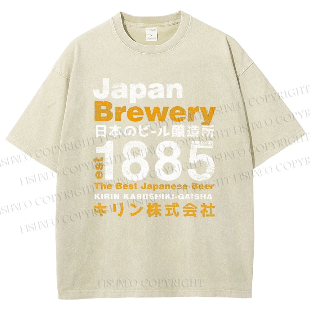 Unisex Japan Brewery Printed Washed Tee