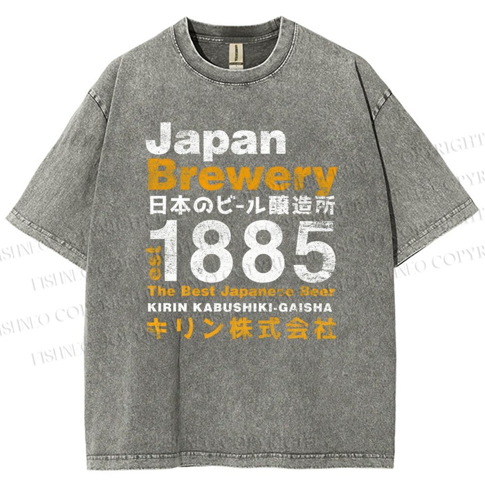 Unisex Japan Brewery Printed Washed Tee