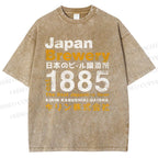 Unisex Japan Brewery Printed Washed Tee