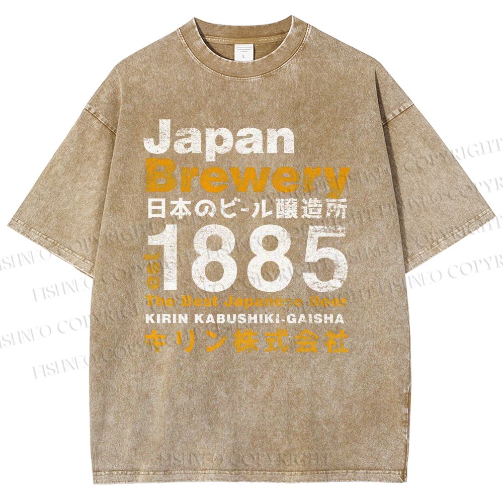 Unisex Japan Brewery Printed Washed Tee