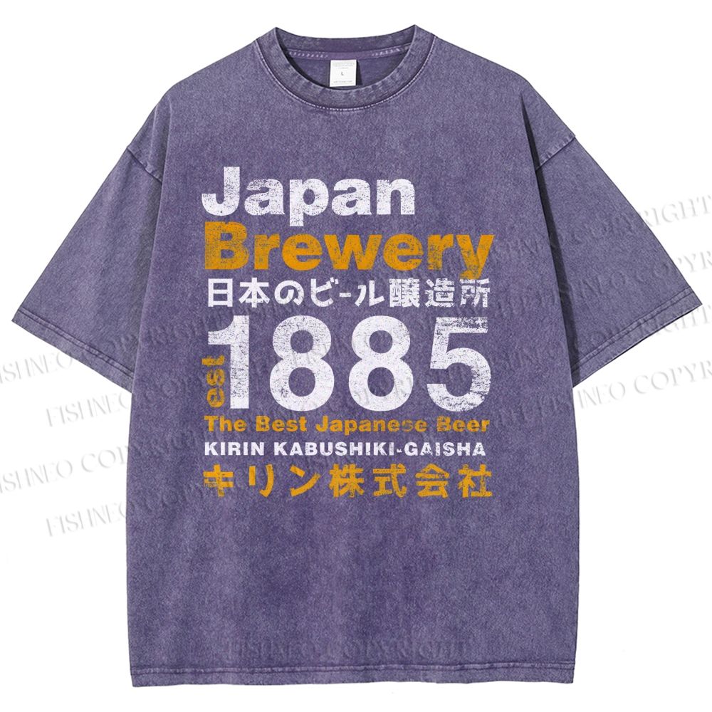 Unisex Japan Brewery Printed Washed Tee
