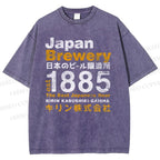 Unisex Japan Brewery Printed Washed Tee